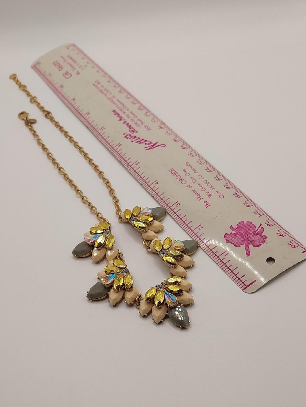 J. CREW Gold Tone AB RHINESTONE Statement Choker Necklace - Matte Goldtone EUC - Picture 7 of 9
